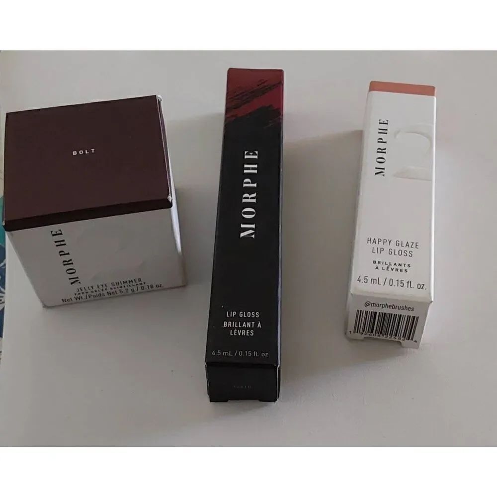 NIB~Morphe Cosmetics 3 Pc. LipโGloss~Lip Glaze~Jelly Eye ShimmerโBundle